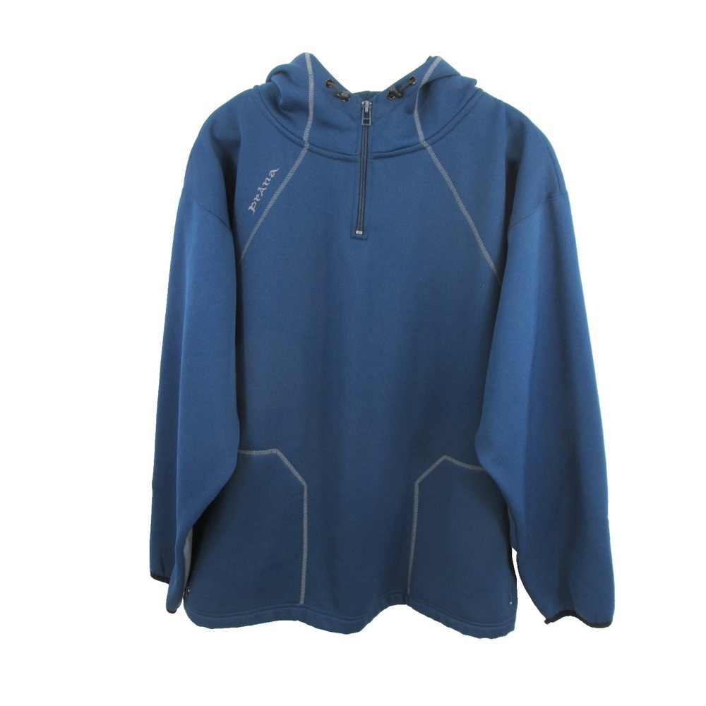 PRANA Pullover Performance Hoodie Sweatshirt Men XL Blue Gray Athletic 1/4 Zip